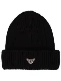 PELO FOUNDATION dog-appliqué beanie - Black