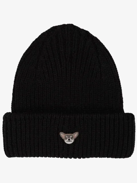 PELO FOUNDATION dog-appliqué beanie