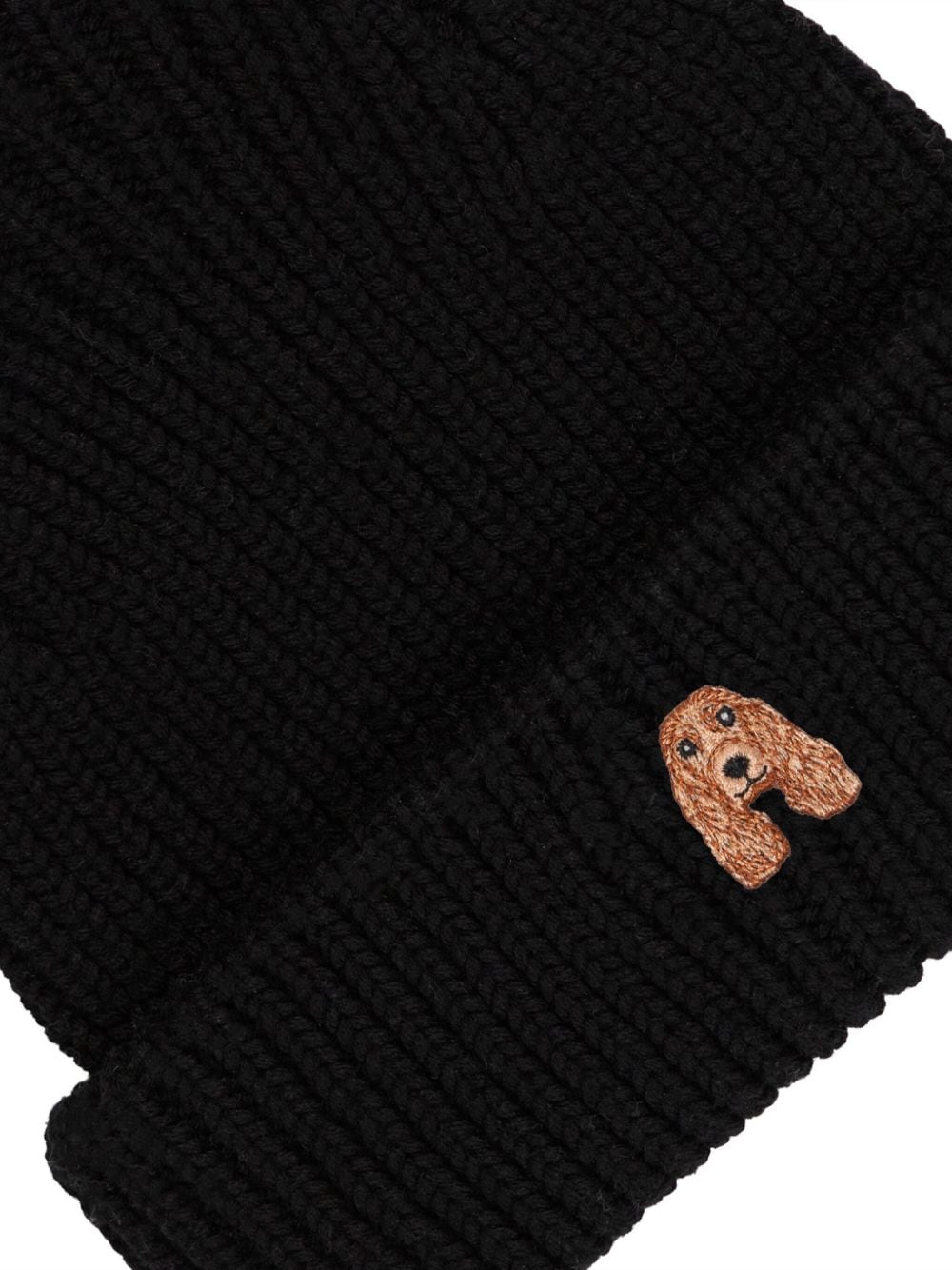 PELO FOUNDATION dog-appliqué beanie - Zwart