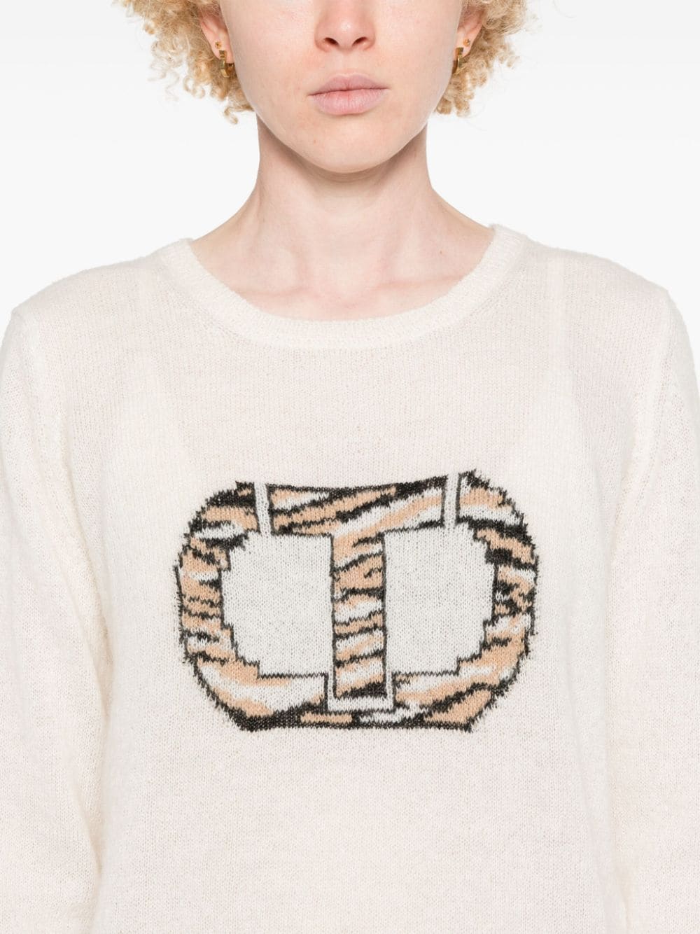 Shop Twinset Logo-motif Sweater In White