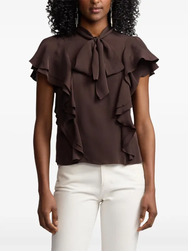 Ralph Lauren Collection Ruffled Shirt Brown FARFETCH TR