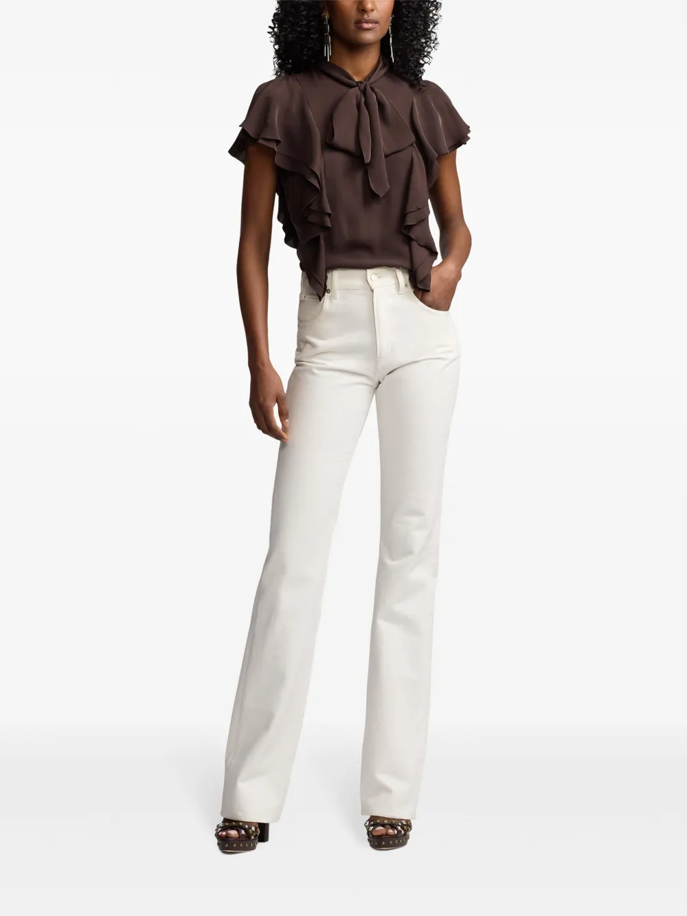 Ralph Lauren Collection Shirt met ruches - Bruin