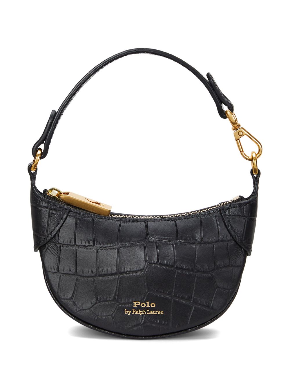 Polo Ralph Lauren small crocodile-embossed shoulder bag - Black