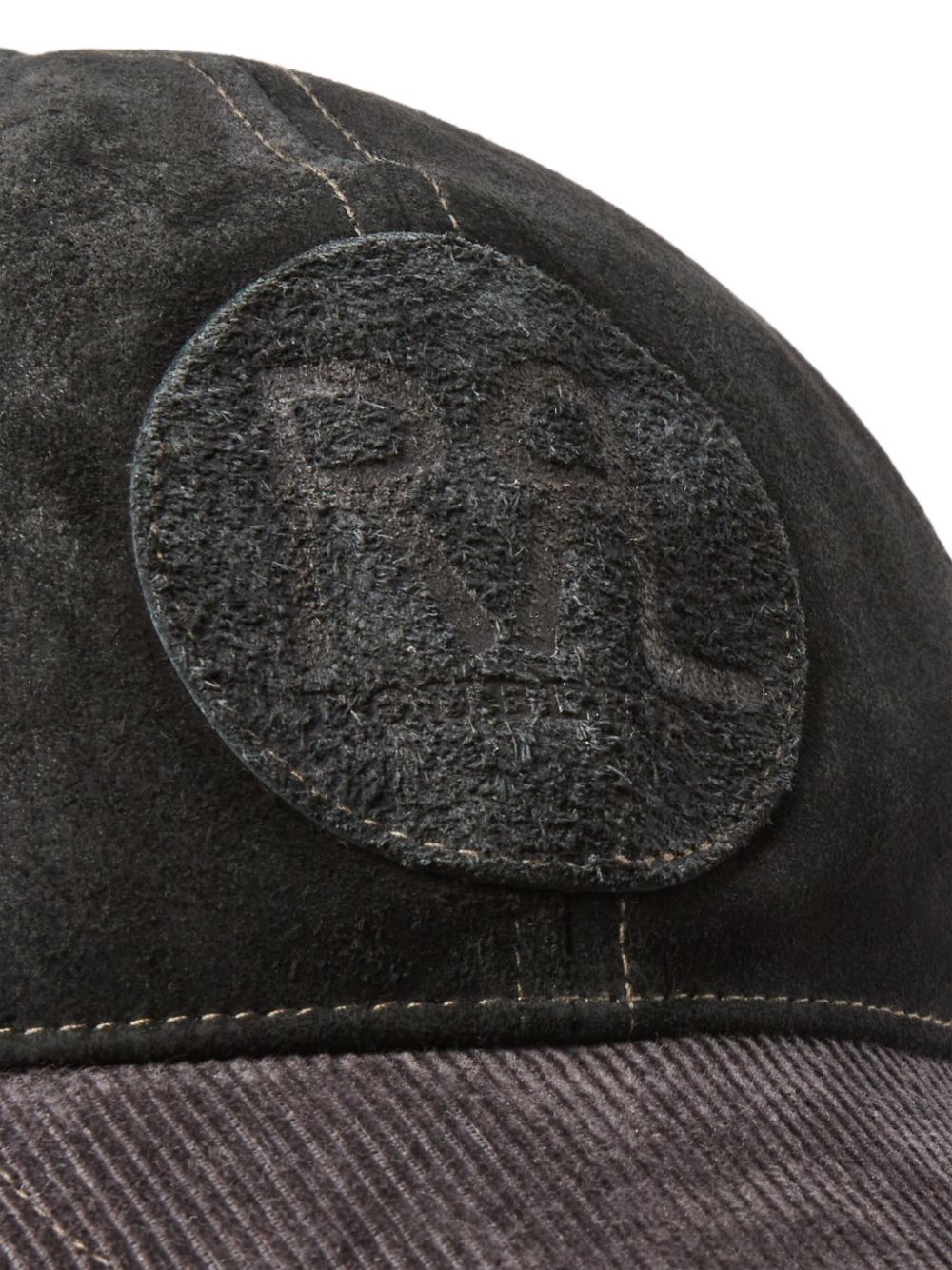 Shop Ralph Lauren Rrl Logo-patch Suede Baseball Cap In Black