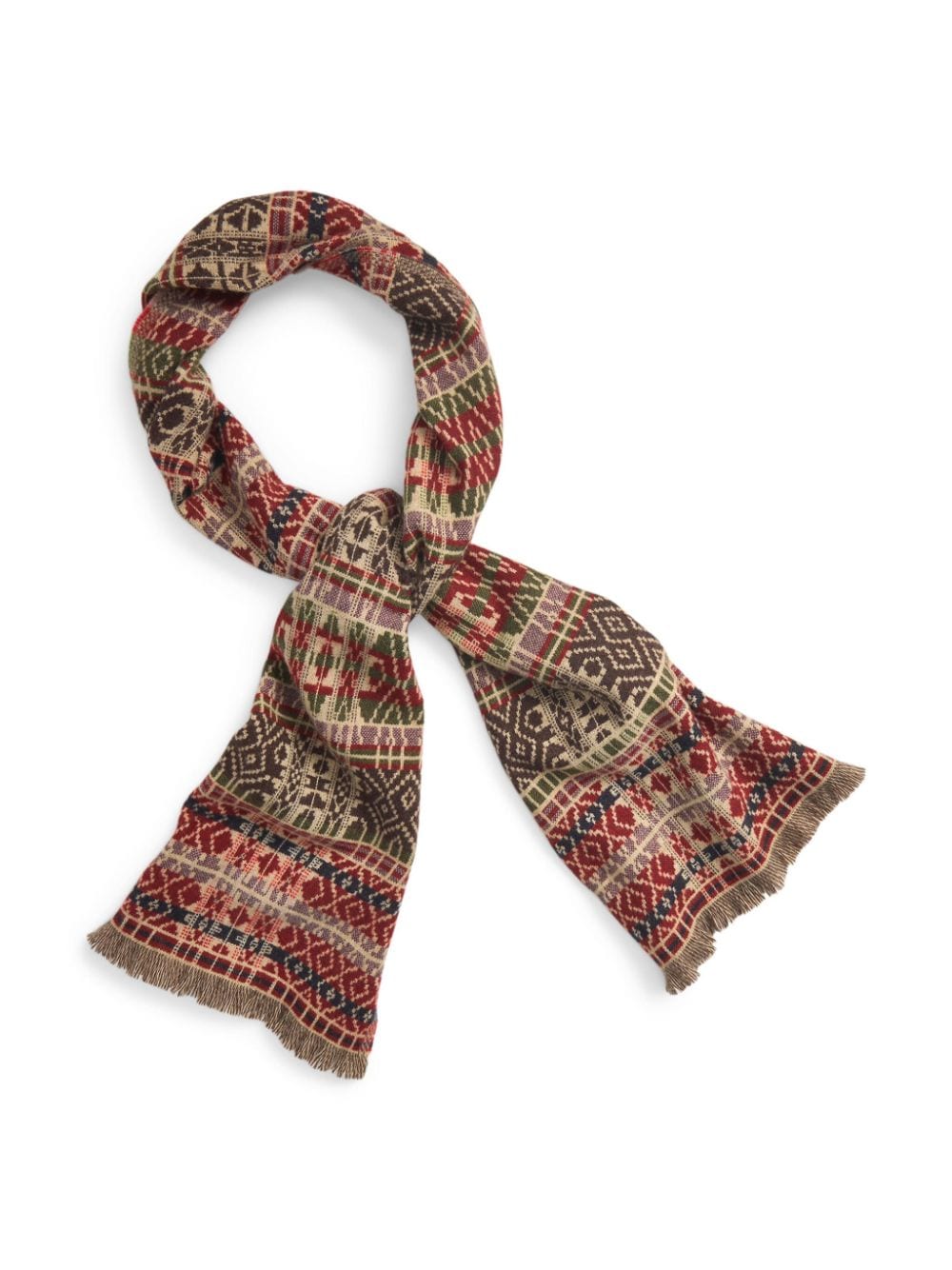 Shop Ralph Lauren Rrl Graphic-print Cotton Scarf In Neutrals