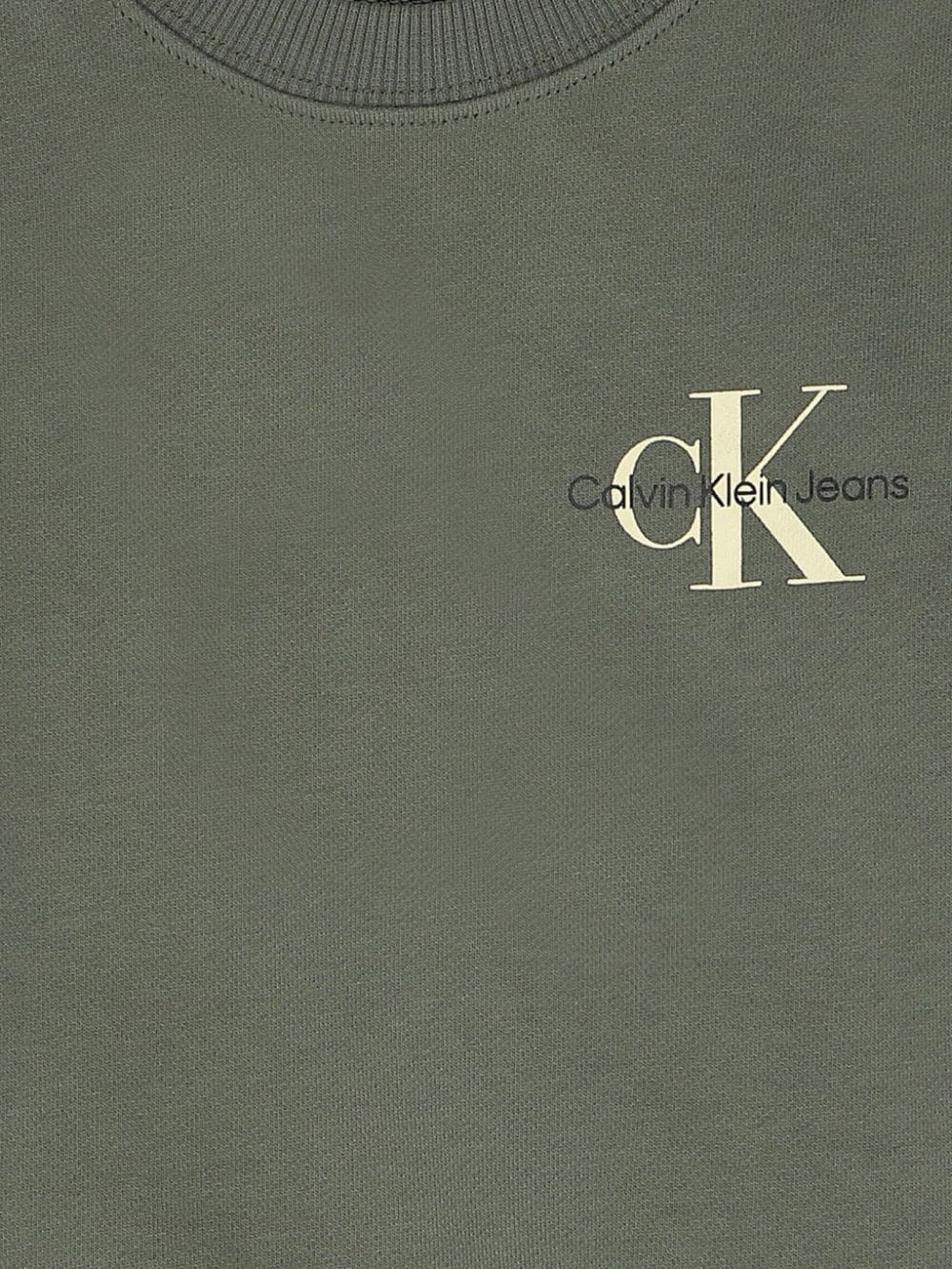 Shop Calvin Klein Logo-print Cotton Sweatshirt In Green