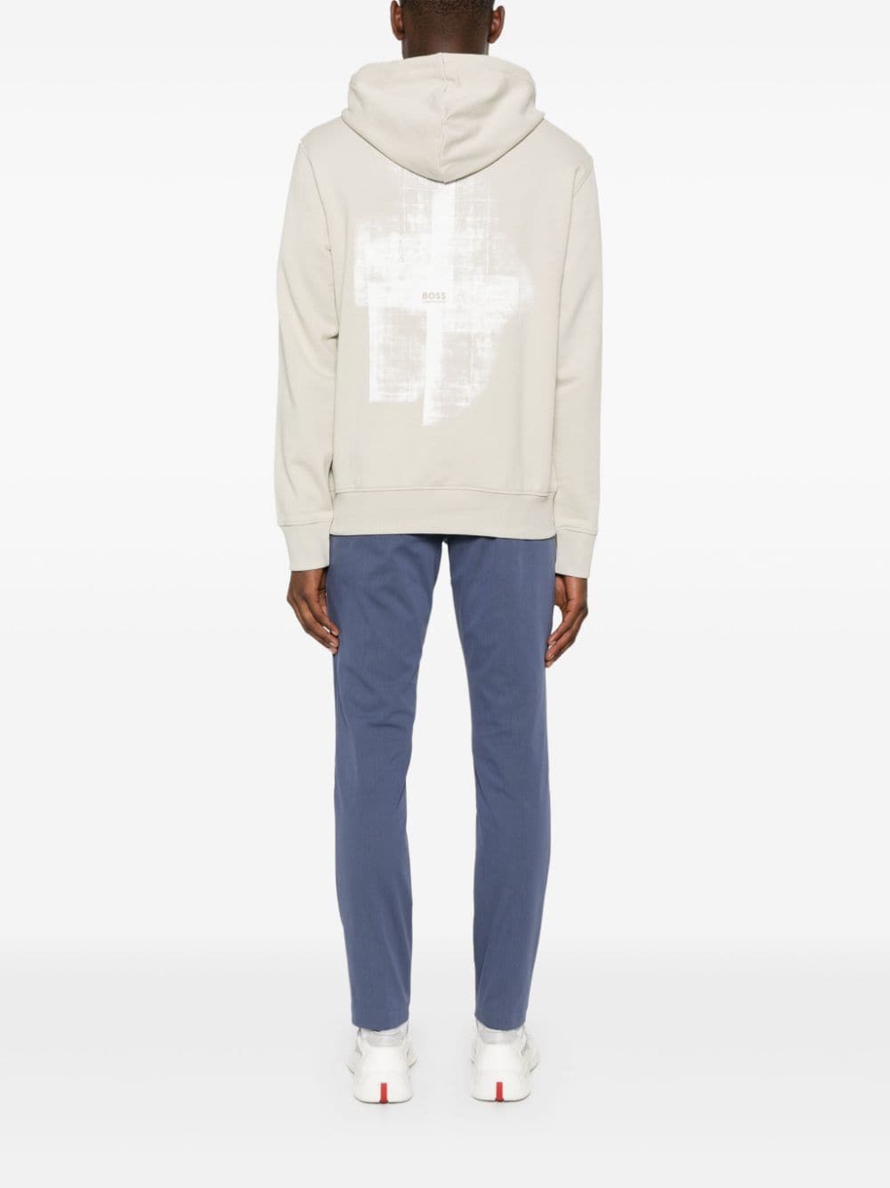 Shop Hugo Boss Abstract-print Hoodie In Neutrals