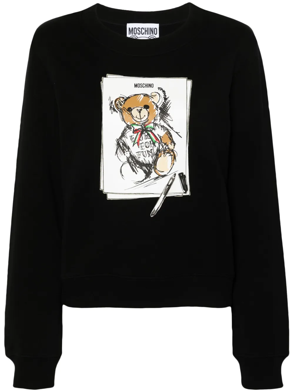 Moschino Printed Cotton Jersey Sweatshirt In Black