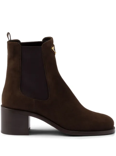 Prada botines de gamuza con tacón de 55mm