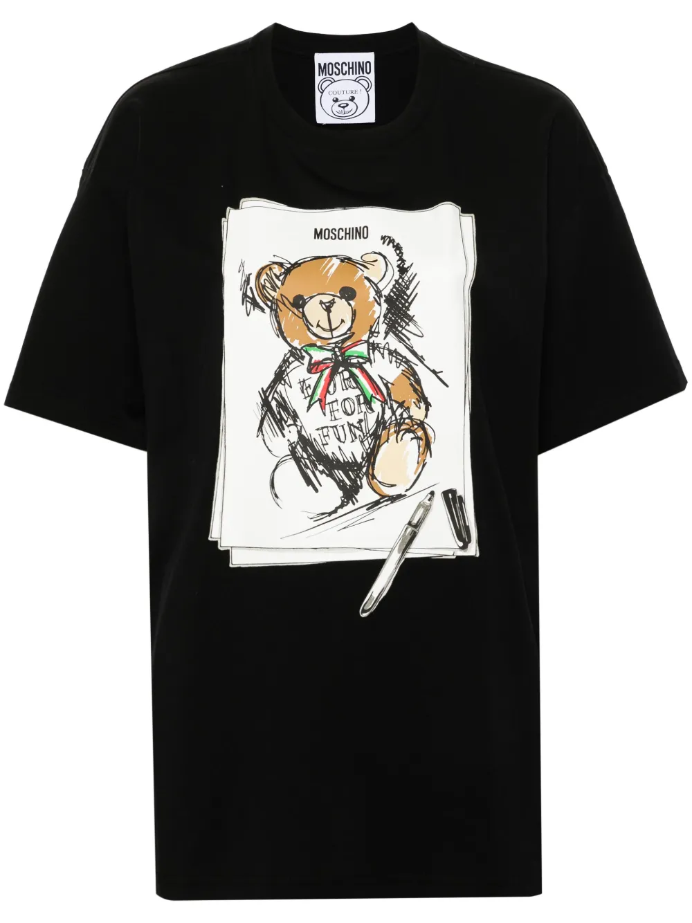 Moschino Black Printed T-shirt In Black