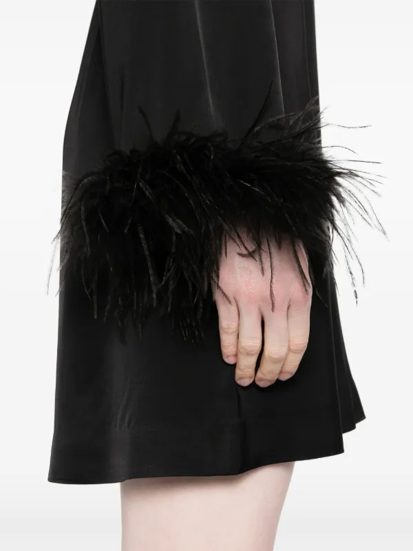 TWINSET feather-trim Satin Mini Dress | Black | FARFETCH OM TWINSET feather-trim Satin Mini Dress | Black | FARFETCH OM
