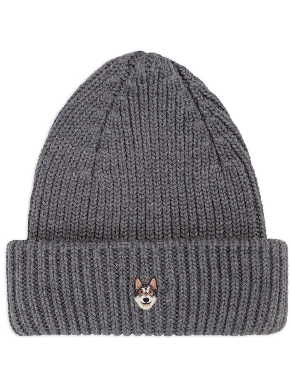 PELO FOUNDATION wolf-appliqué beanie - Grigio