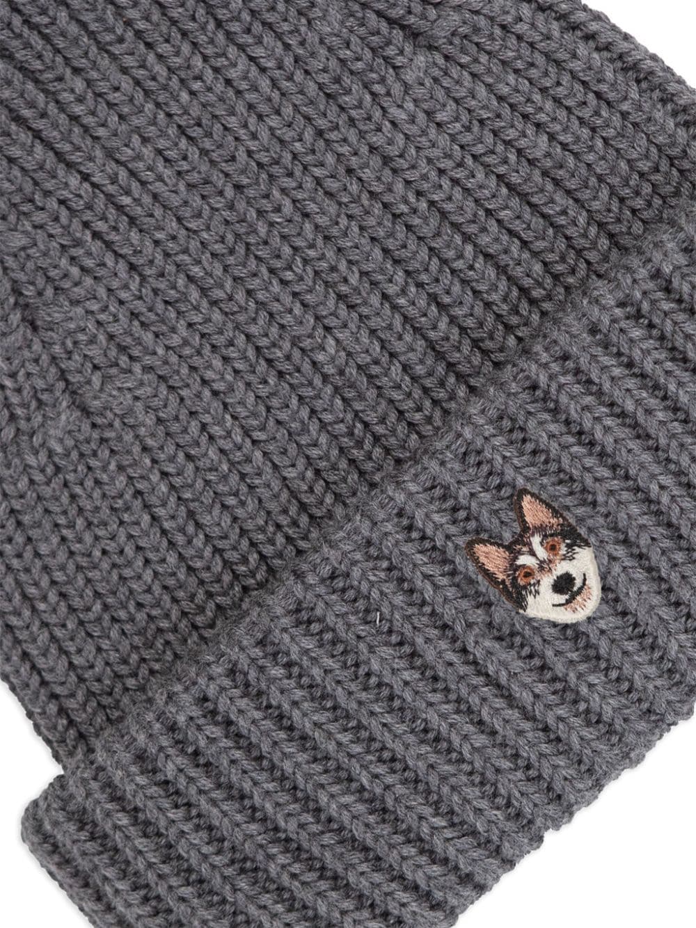 PELO FOUNDATION wolf-appliqué beanie - Grijs