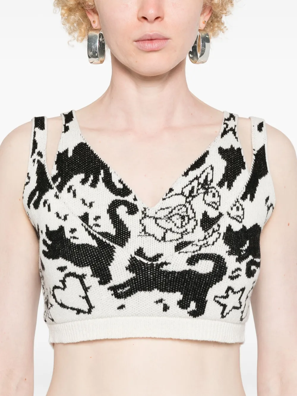 TWINSET Top met jacquard Zwart