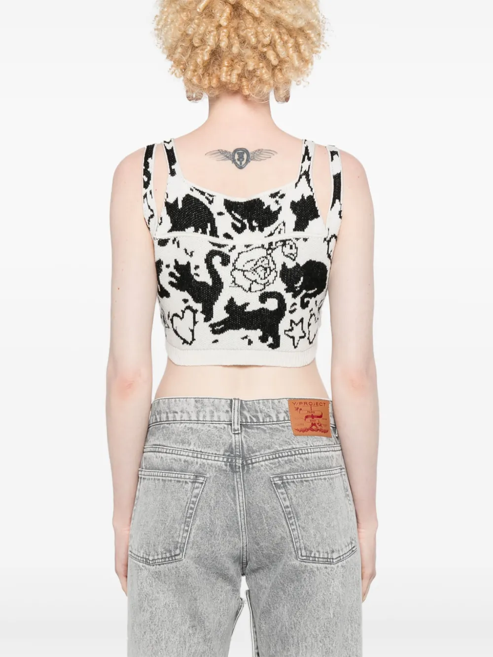 TWINSET Top met jacquard Zwart