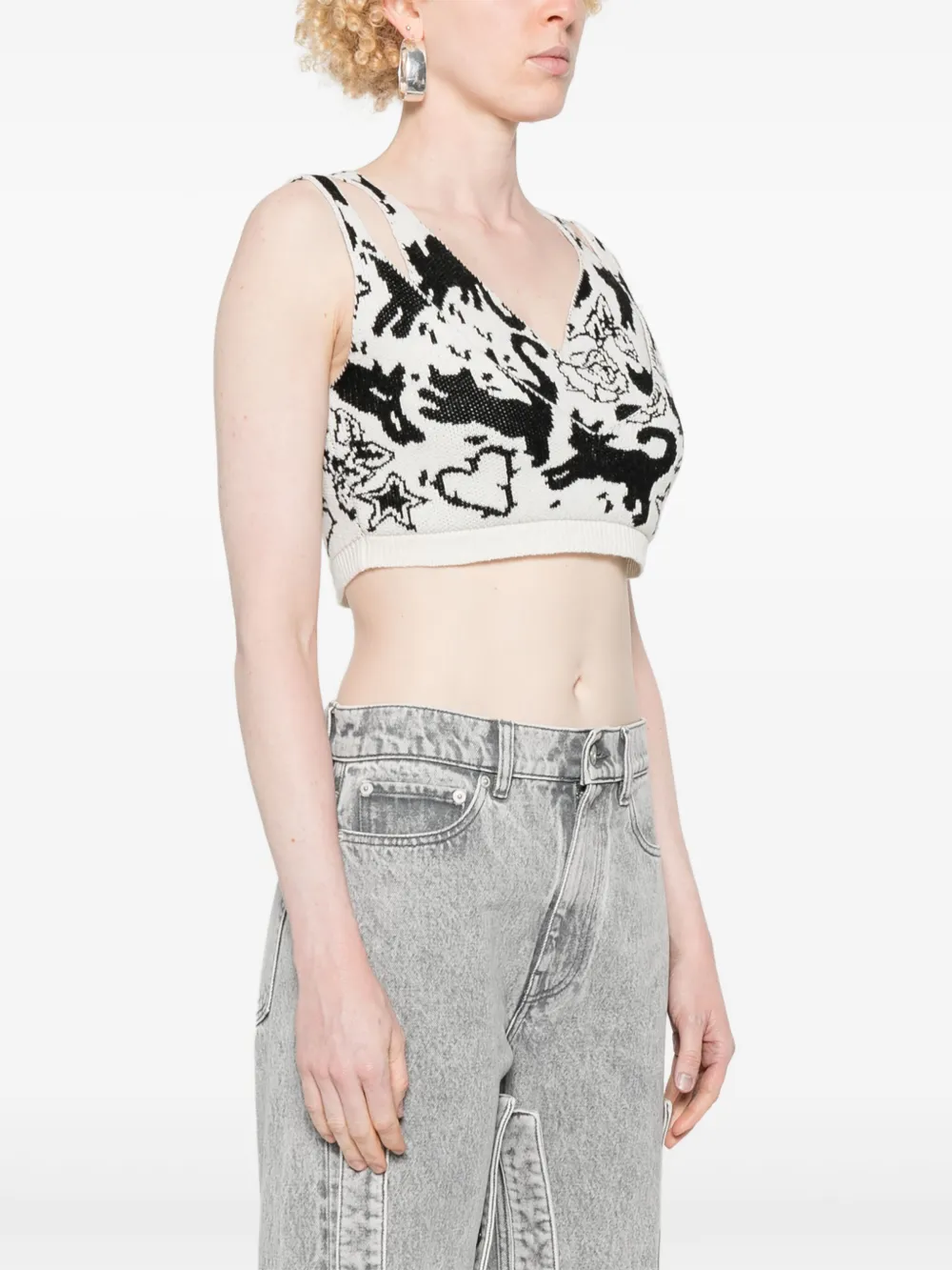 TWINSET Top met jacquard Zwart