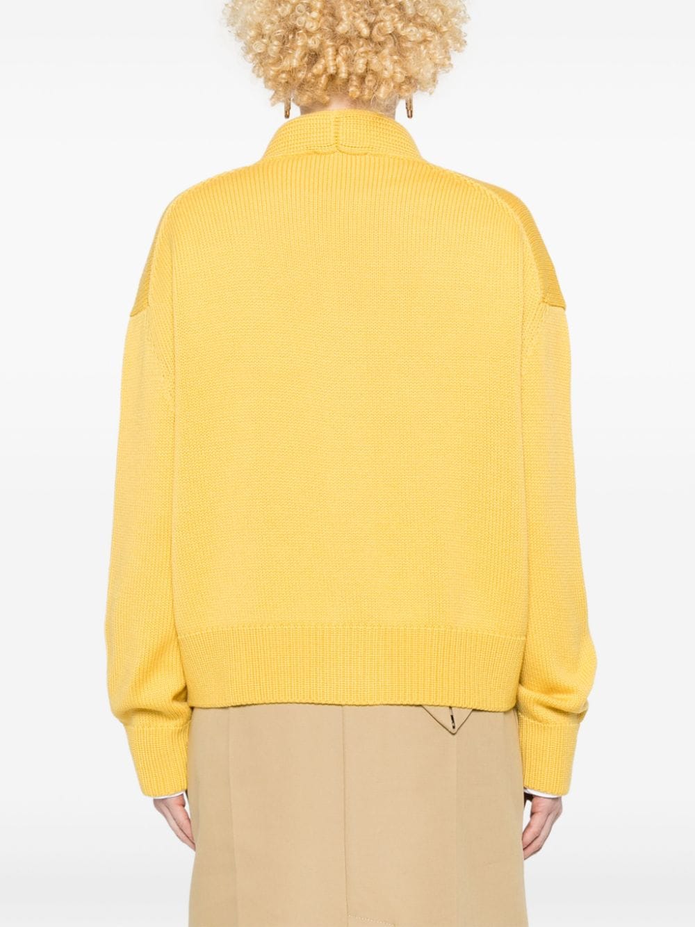 Shop Fabiana Filippi V-neck Merino Cardigan In Yellow