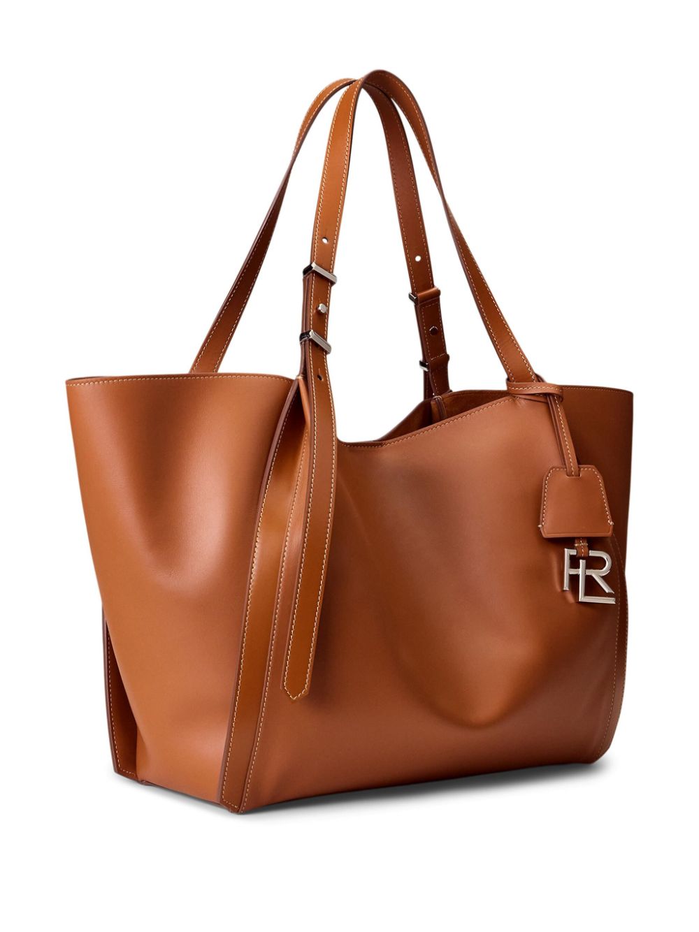 Shop Ralph Lauren Leather Tote Bag In Brown