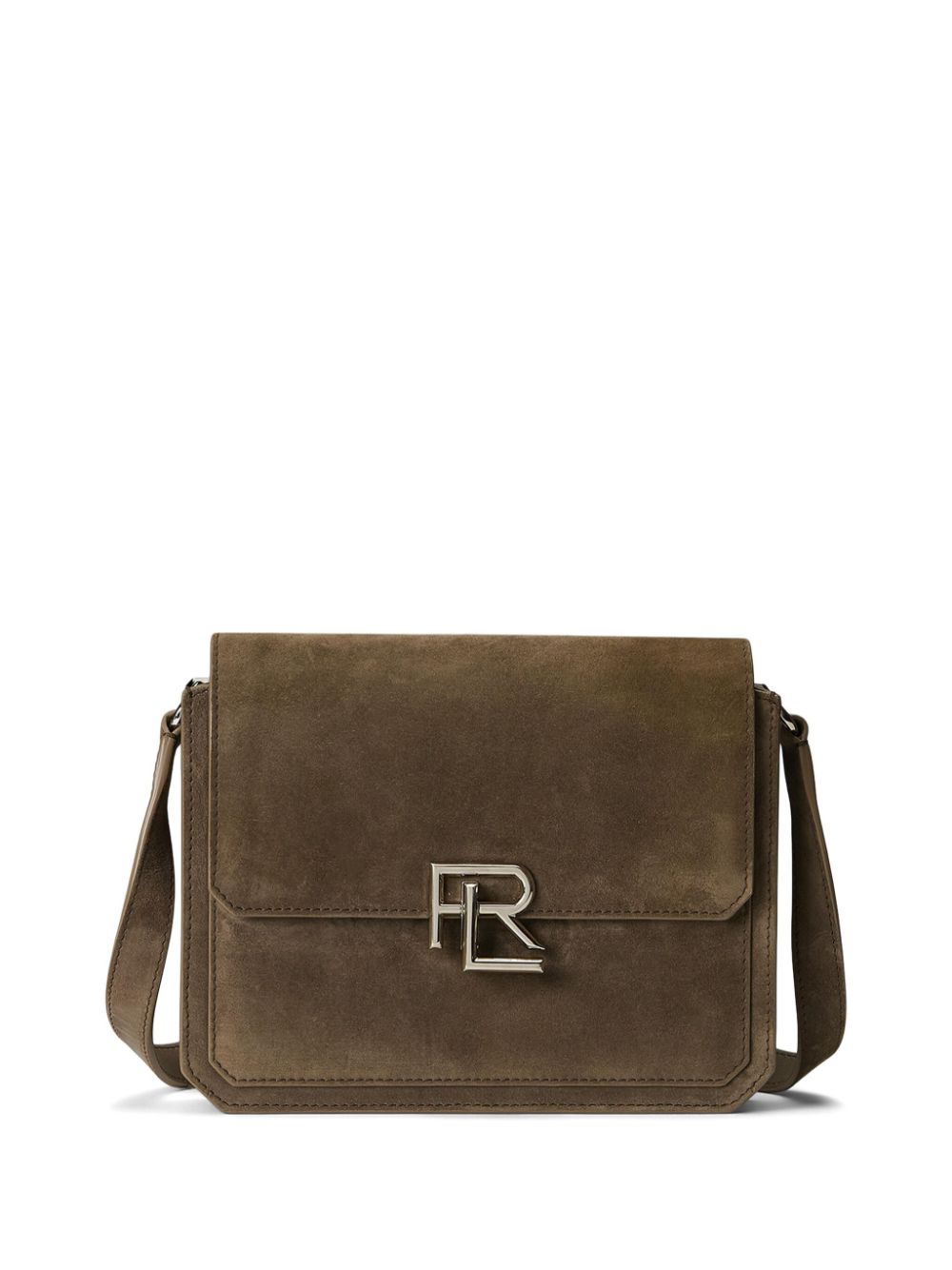 logo-plaque suede crossbody bag