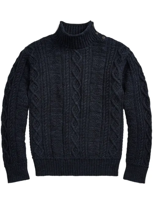 Pull en maille torsadée à col montant - Ralph Lauren RRL - Modalova