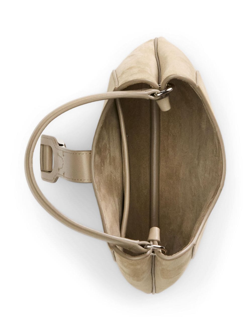 Shop Ralph Lauren Buckle-detailed Suede Shoulder Bag In Neutrals