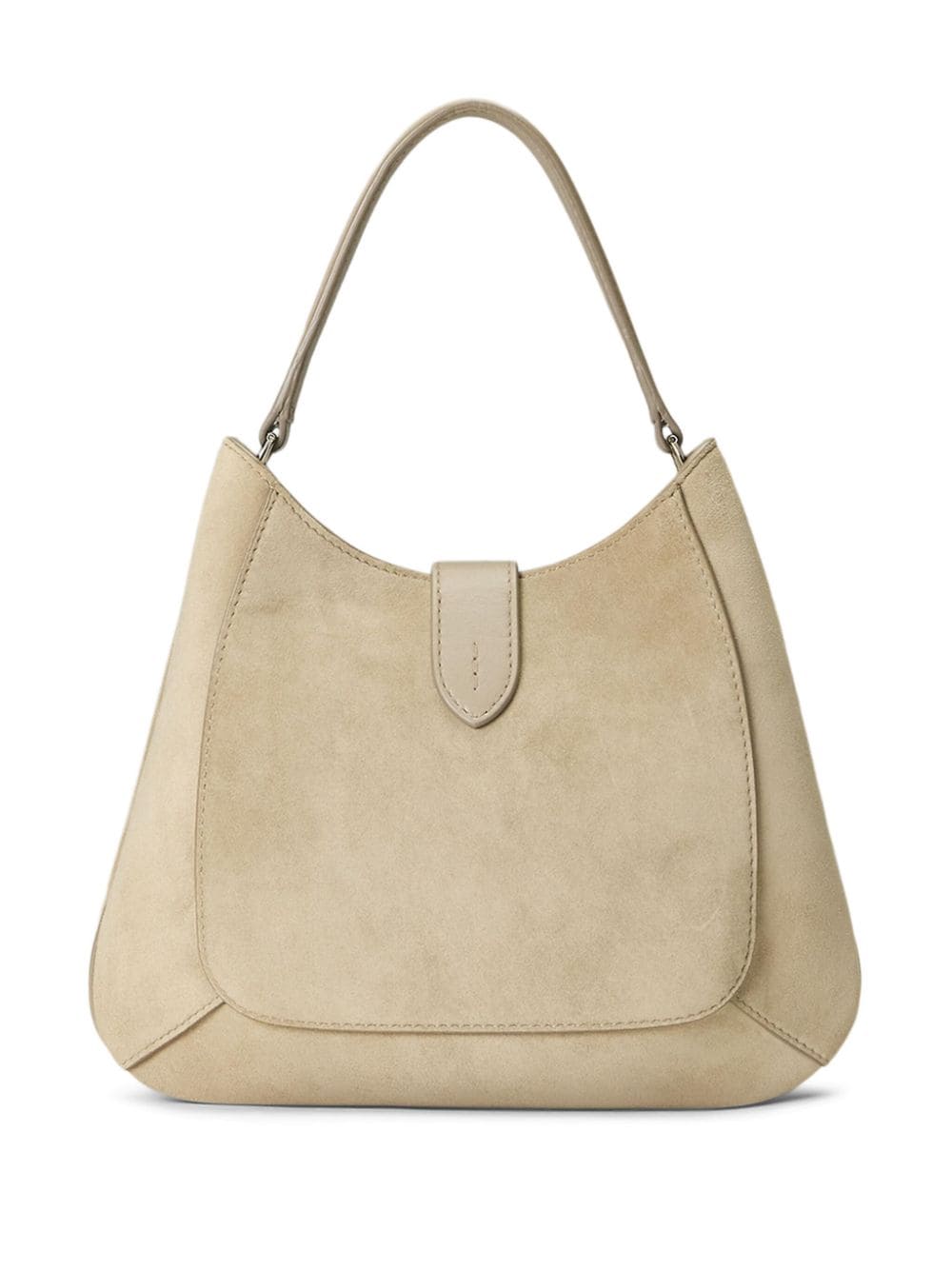 Shop Ralph Lauren Buckle-detailed Suede Shoulder Bag In Neutrals