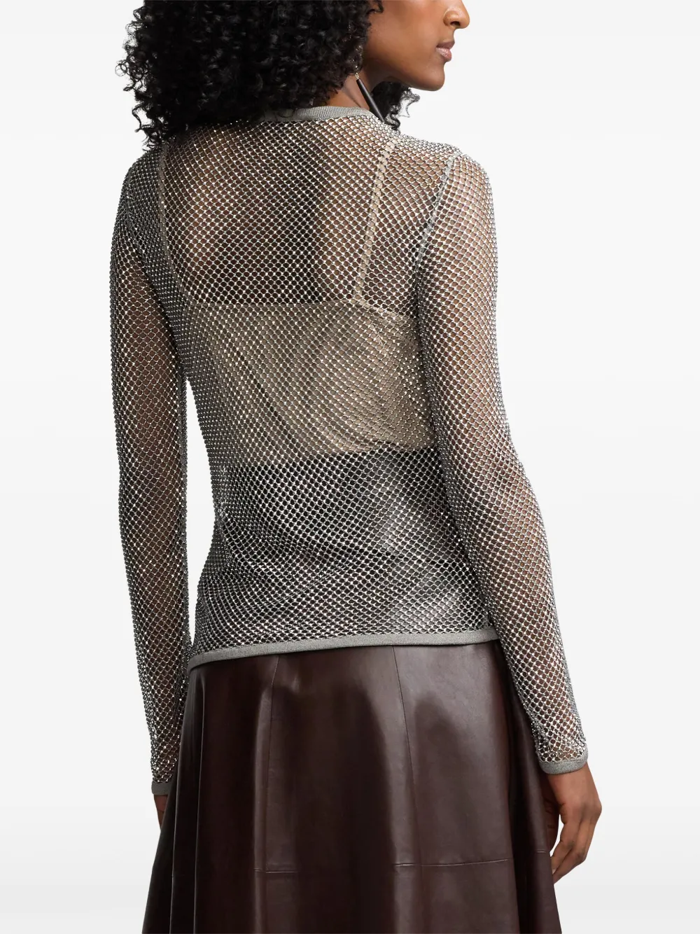 Polo Ralph Lauren Crystal-embellished Long-sleeve Top In Grau