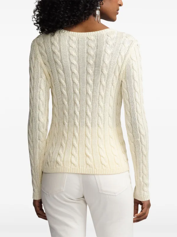 Ralph Lauren Collection cable knit Silk Jumper White FARFETCH TR