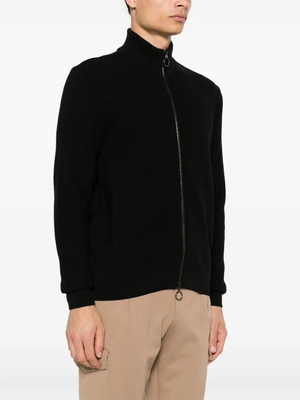 Paul & Shark Ribgebreid vest Zwart