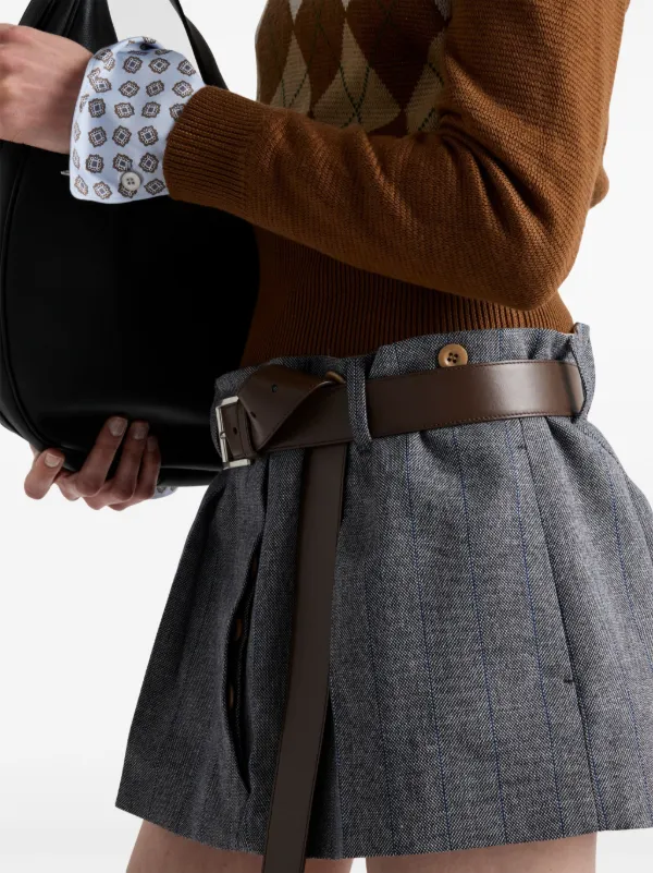 Prada ストライプ スカート | グレー | FARFETCH JP