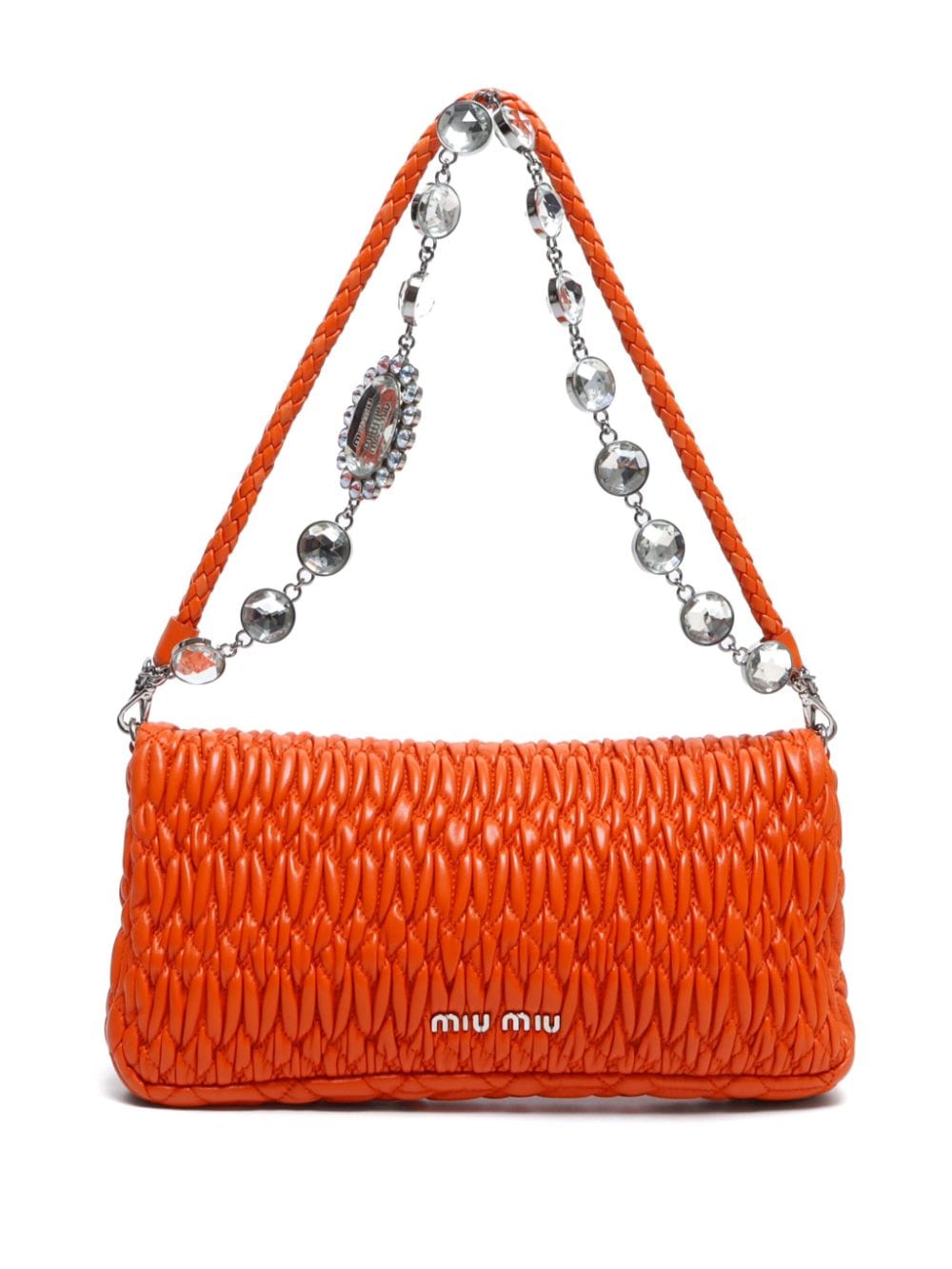 Miu Miu Pre-Owned matelassé leather shoulder bag - Oranje