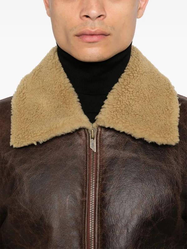 コート Salvatore Santoro Leather and shearling jacket Salvatore Santoro shearling-collar Leather Jacket | Brown