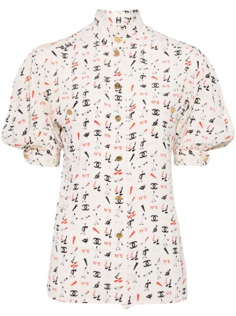 CHANEL CC-print silk shirt Women