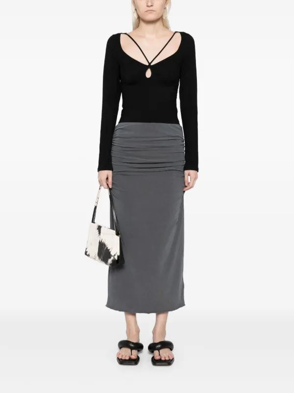 James Perse Jersey Pencil Skirt Grey FARFETCH PT