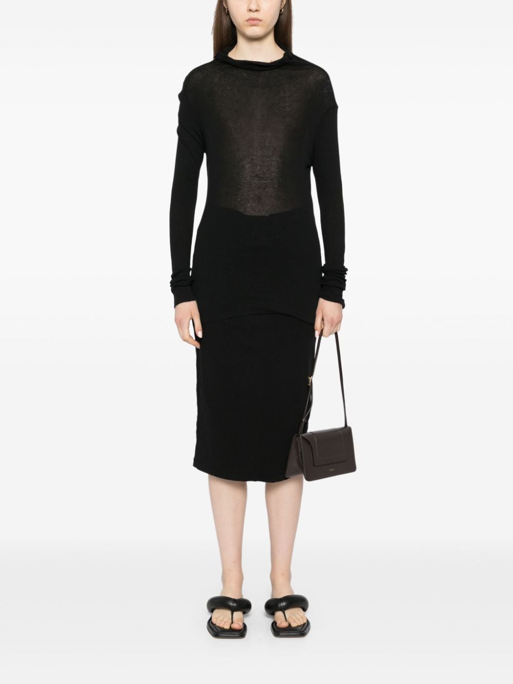 Shop James Perse Turtleneck Ribbed Sweater In Black