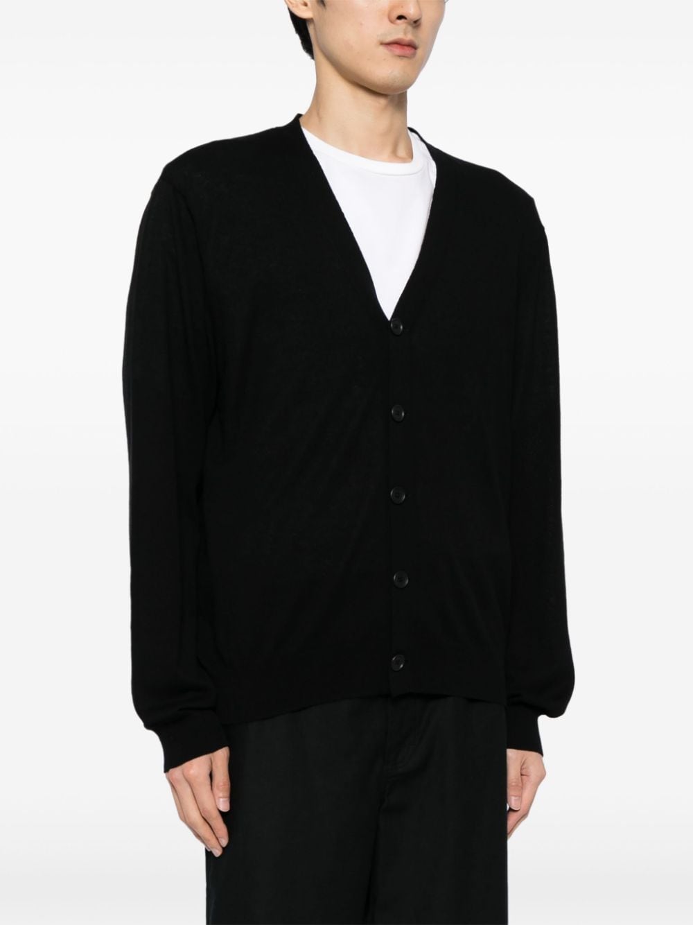 Shop James Perse V-neck Cotton Cardigan In Black