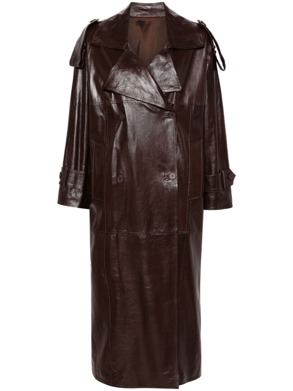 Shop Salvatore Santoro Leather Trench Coat In Brown