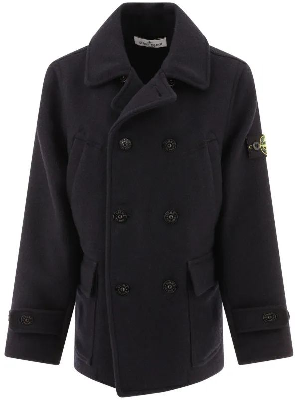 Stone Island Junior logo patch Coat Blue FARFETCH UK