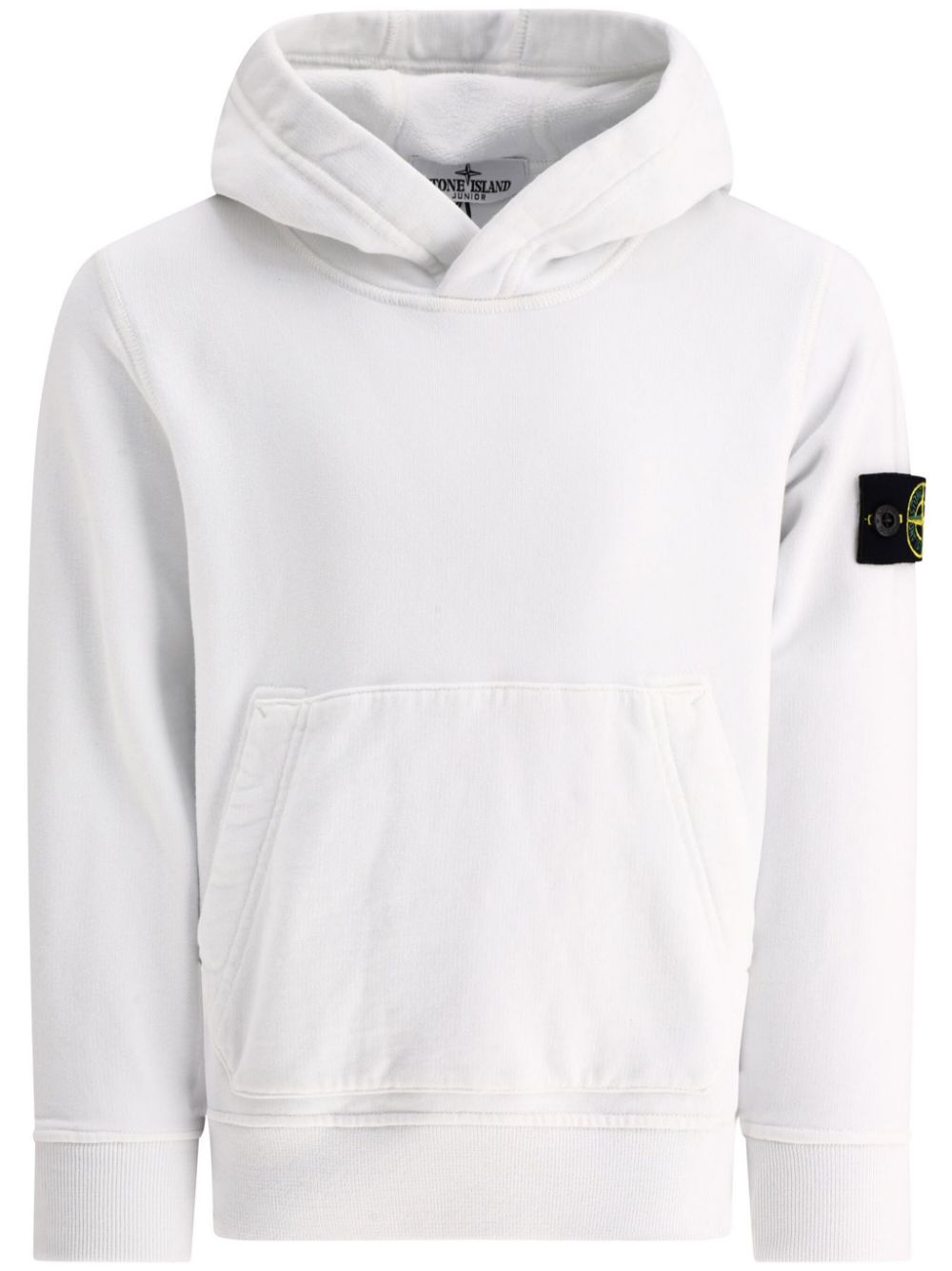 Stone Island Junior Compass-badge cotton hoodie - White