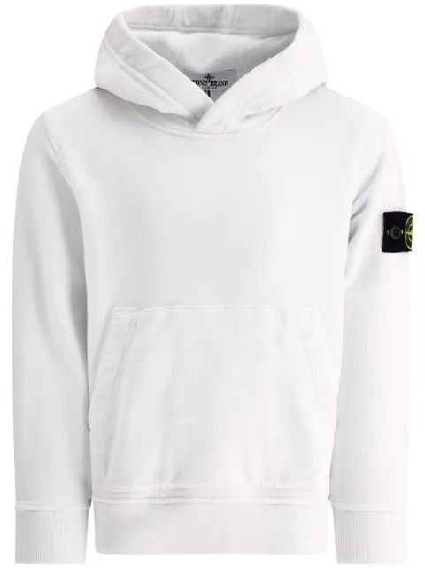 Stone Island Junior Compass-badge cotton hoodie
