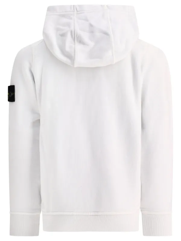 Stone Island Junior Compass badge Cotton Hoodie White