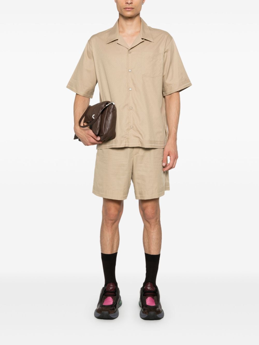 Shop Givenchy 4g Cotton Bermuda Shorts In Neutrals