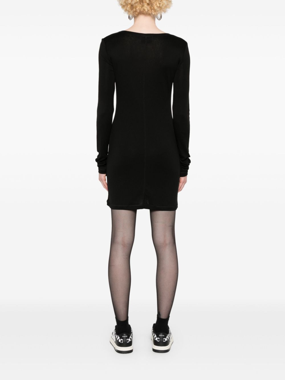 Shop Miu Miu Logo-patch Dress In Schwarz