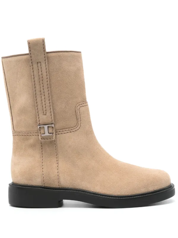 Tod's T Timeless-plaque Boots in Neutrals