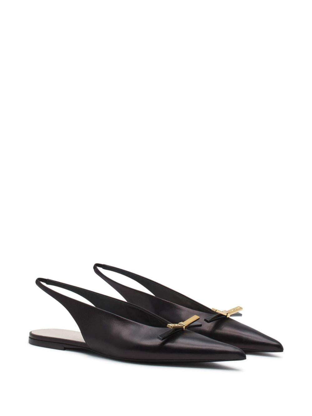 Shop Lanvin Slingback Leather Ballerina Shoes In Black