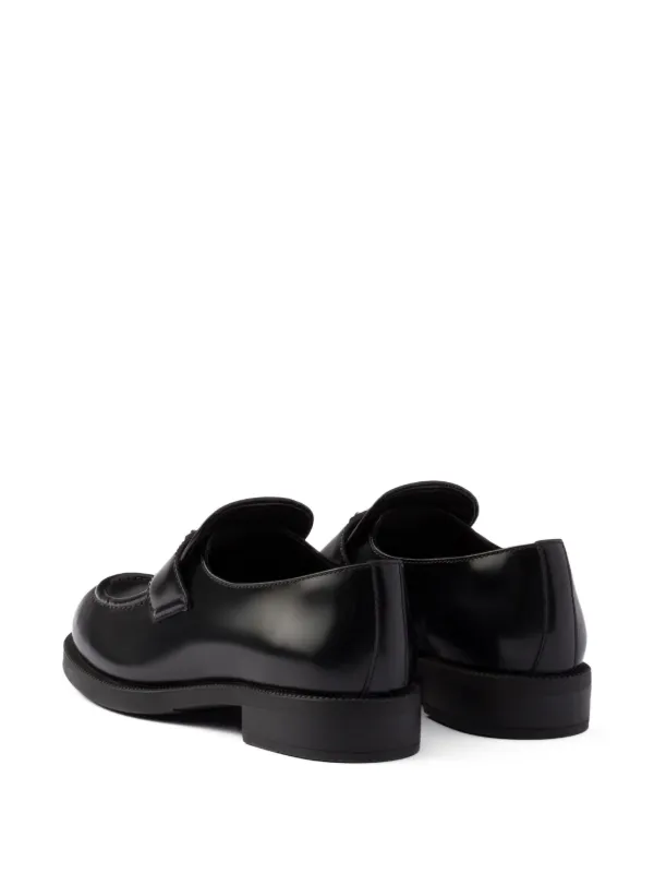 Prada Brushed Leather Loafers | Black | FARFETCH RO