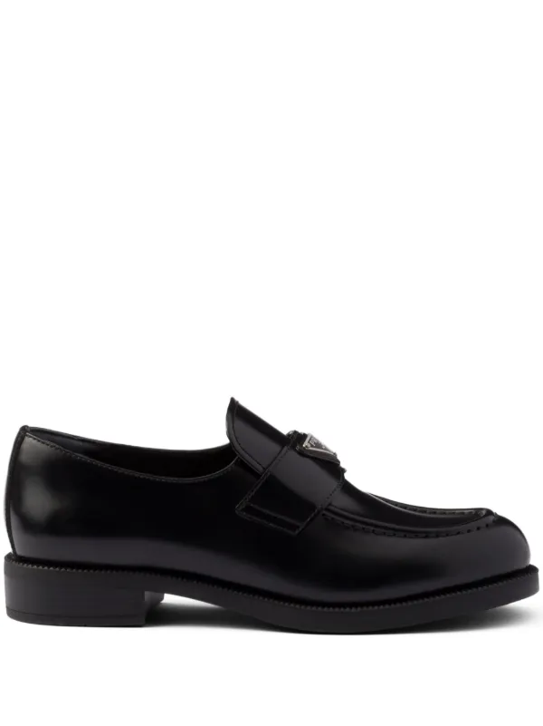 Prada Brushed Leather Loafers Black FARFETCH PT