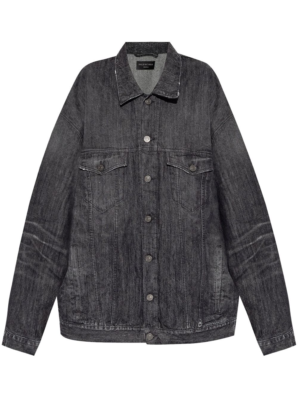 Shop Balenciaga Oversized Denim Jacket In Grey