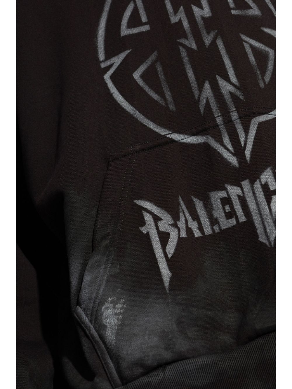 Shop Balenciaga Graphic-print Cotton Hoodie In Black