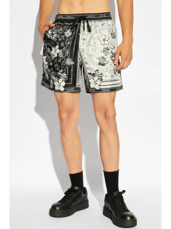 AMIRI Bandana Floral Silk Shorts | Black | FARFETCH